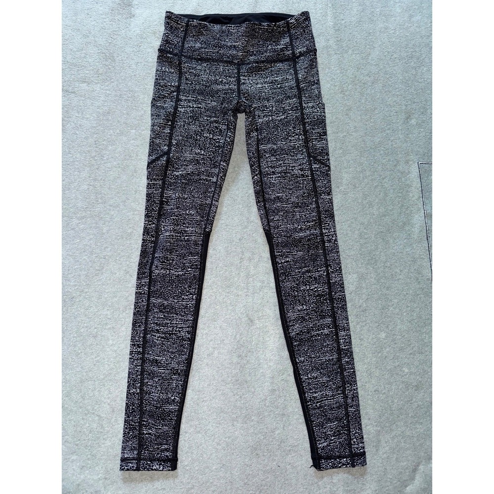 LULULEMON Women's Fit Physique Tight Pant Jacquard Black White Mesh Gauge Sz 4